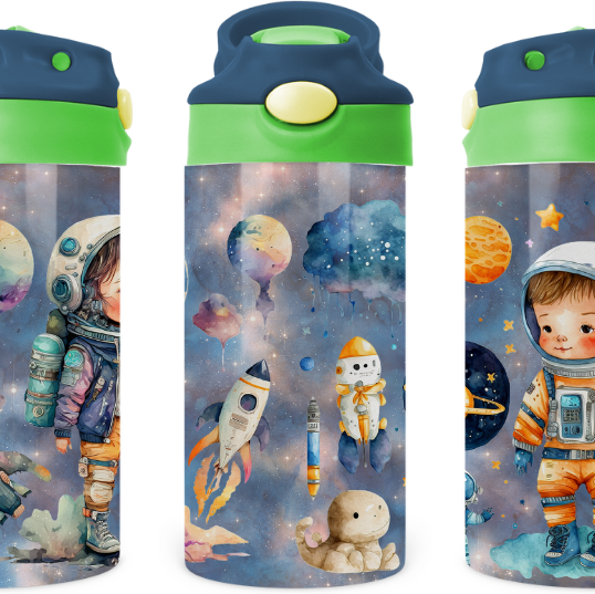 Astronaut Space Kids 12 oz Water Bottle Flip Top