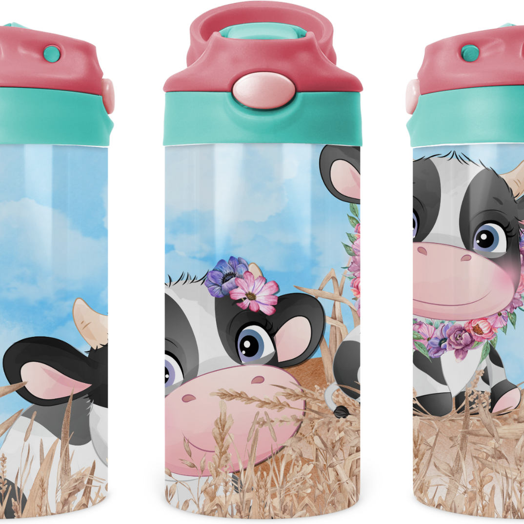 Baby Cows On The Farm Kids 12 oz Water Bottle Flip Top – Crafty