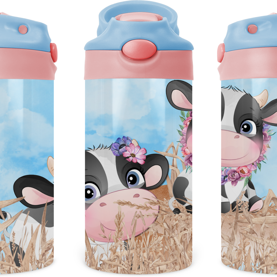 Baby Cows On The Farm Kids 12 oz Water Bottle Flip Top