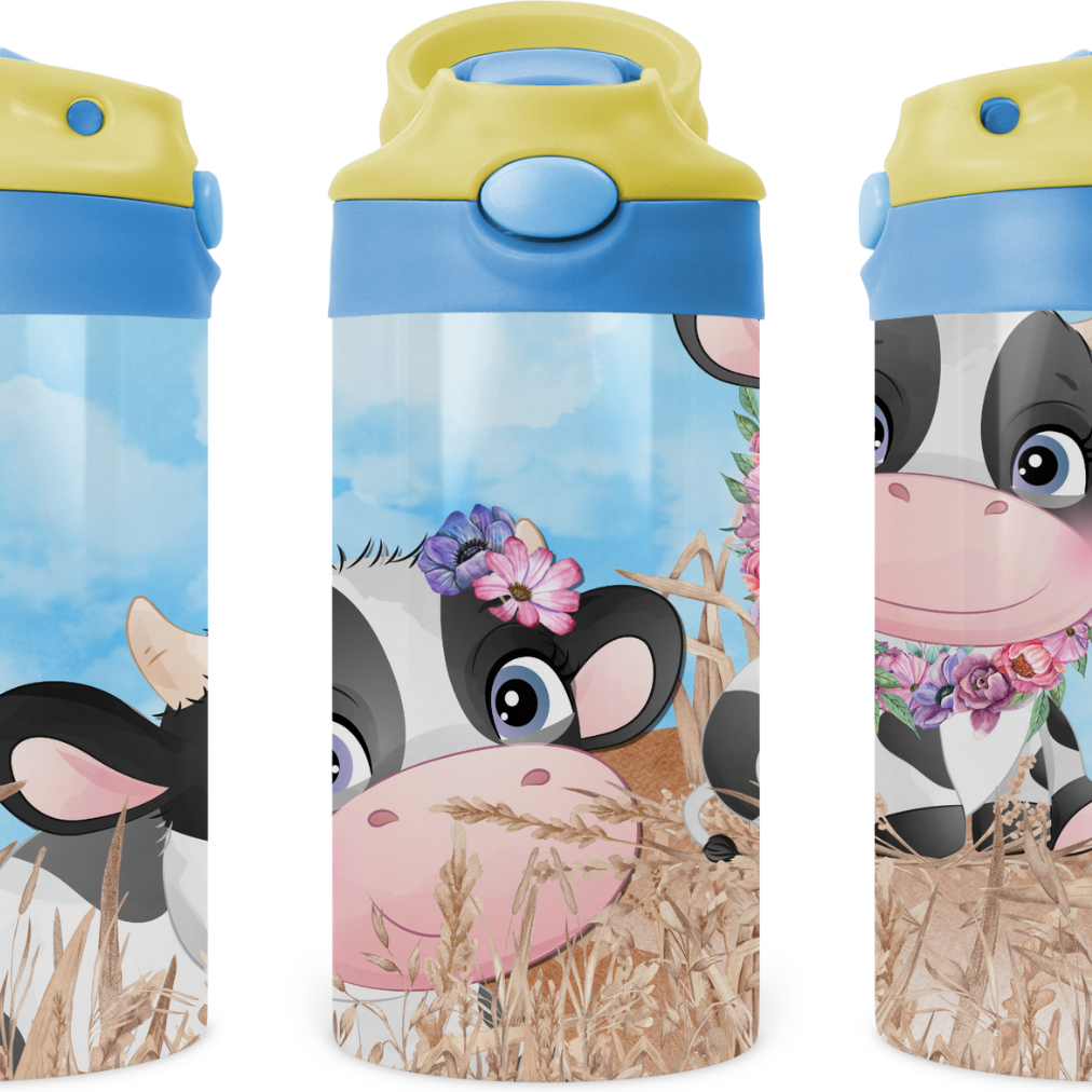 Baby Cows On The Farm Kids 12 oz Water Bottle Flip Top