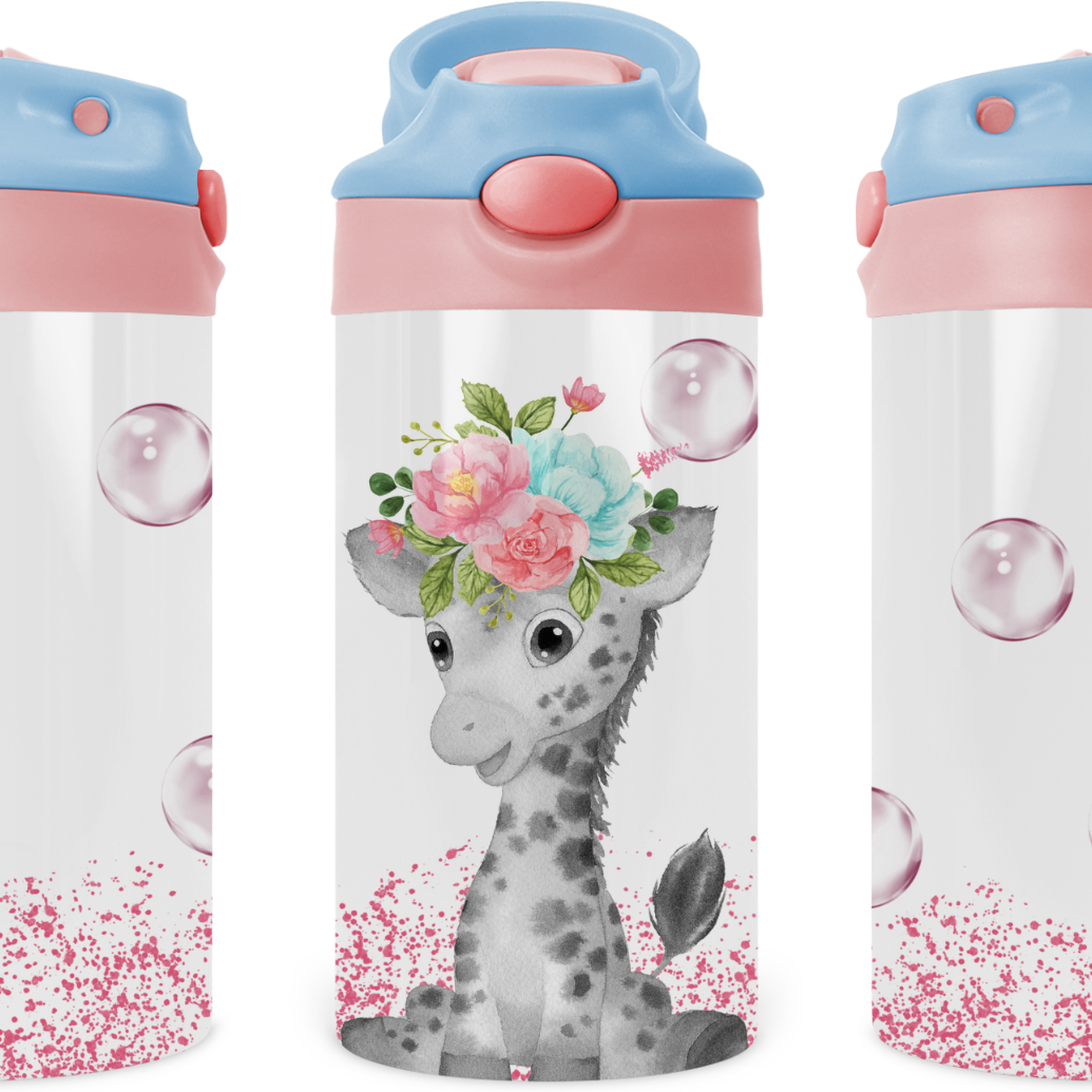 Baby Giraffe Kids 12 oz Water Bottle Flip Top