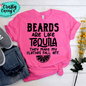 Beards And Tequila Graphic Shirt adult funny, and alcohol humor graphic shirt design by Crafty Casey's