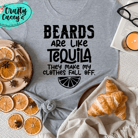 Beards And Tequila Graphic Shirt adult funny, and alcohol humor graphic shirt design by Crafty Casey's