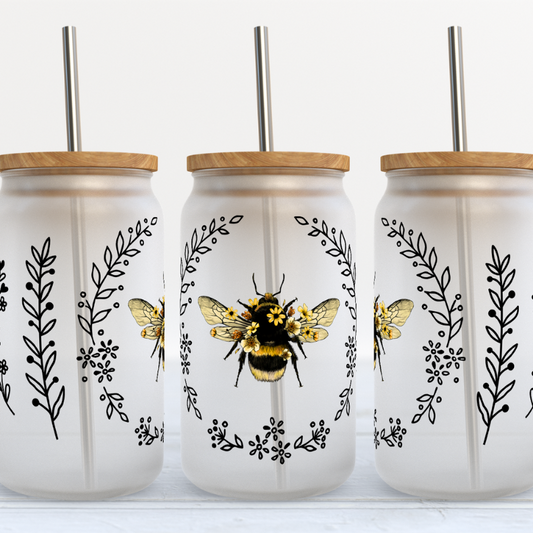 Bee Wreath Beer Can Glasses