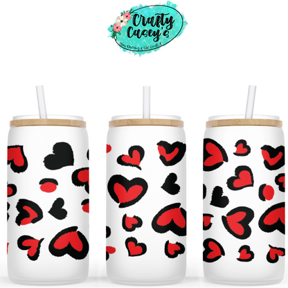 Black Red Hearts Valentine Beer Can Glasses