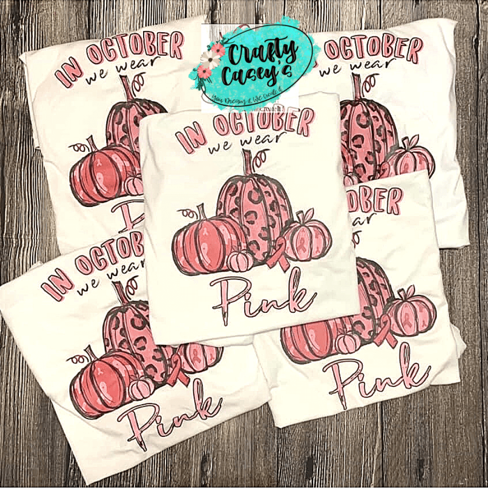 Breast Cancer Pumpkin Graphic Shirt awareness apparel design by Crafty Casey's