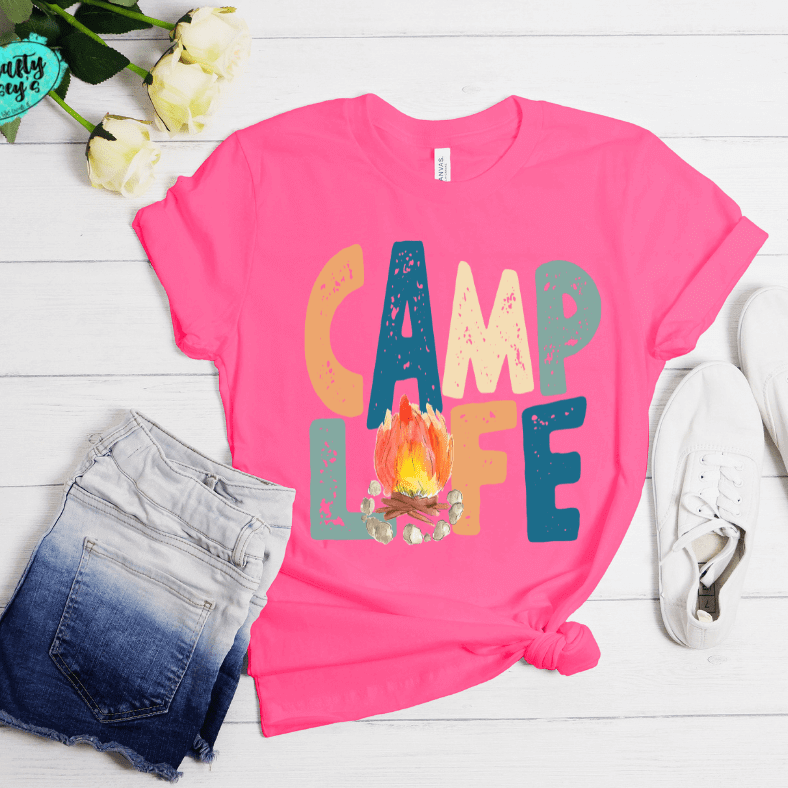 Camp Life Retro Summer Shirt summer graphic shirt by Crafty Casey’s