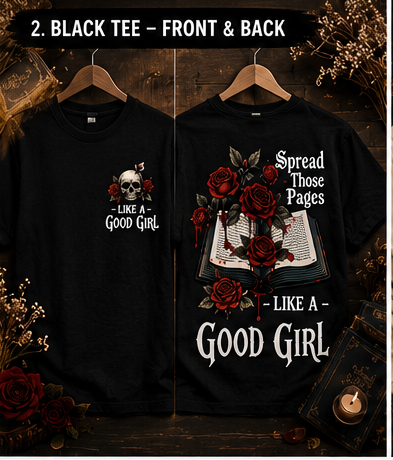 Collection of merchandise with 'Like a Good Girl' branding and design.