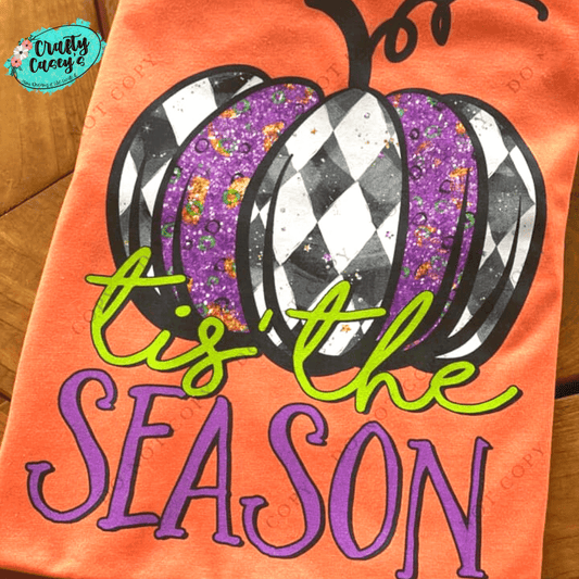 Checkered Purple Pumpkin Tis The Season- Halloween-T-shirts