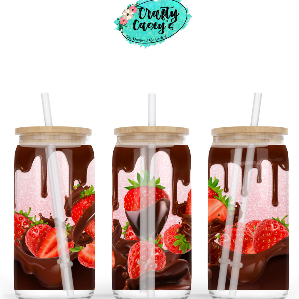 Chocalate Strawberry Valentine Beer Can Glasses
