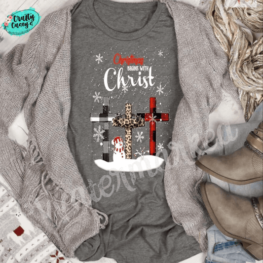 Christmas Begins With Christ Snowman Tee