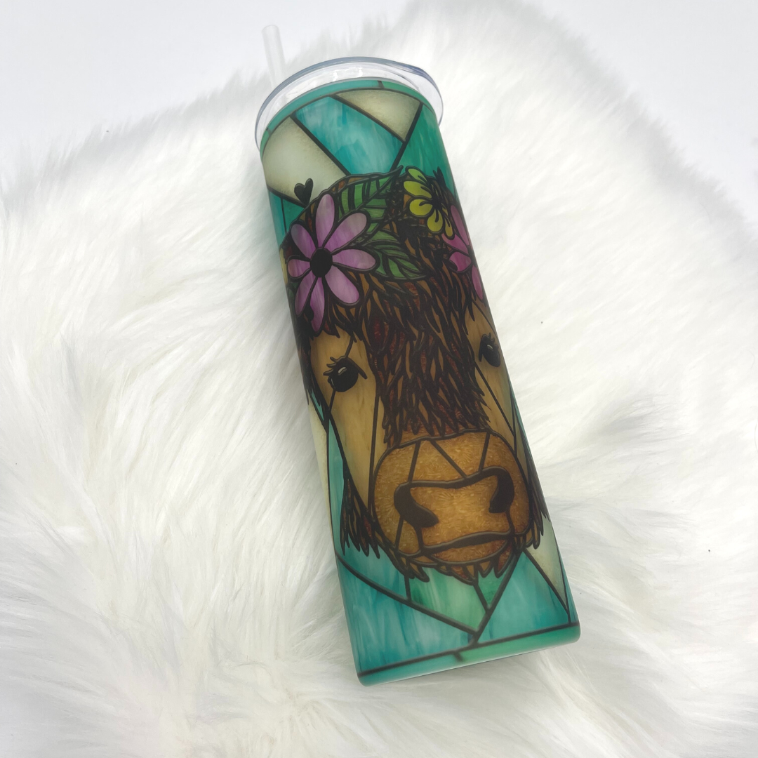 Cow Stain Glass Tumbler