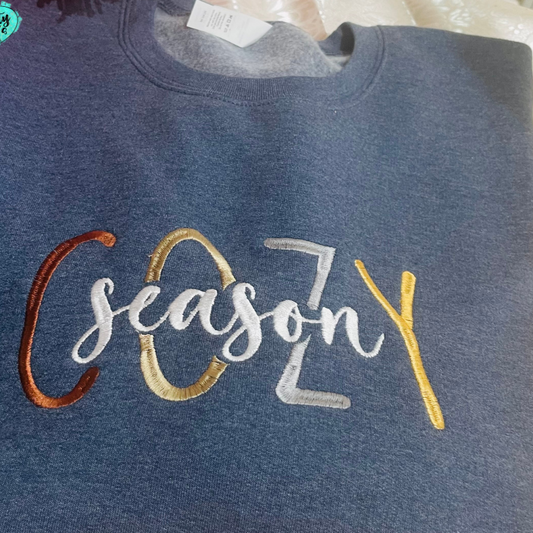 Cozy Season- Embroidered Crew Neck