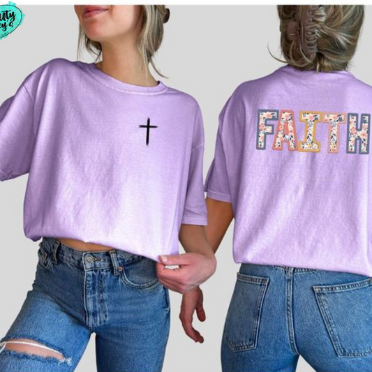Cross +Faith Left Pocket Tee-Spiritual T-shirts