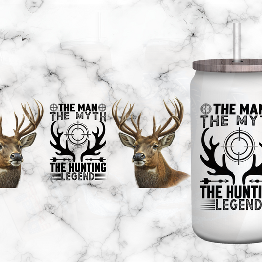 Dad The Myth Deer Hunting Glass Beer Can