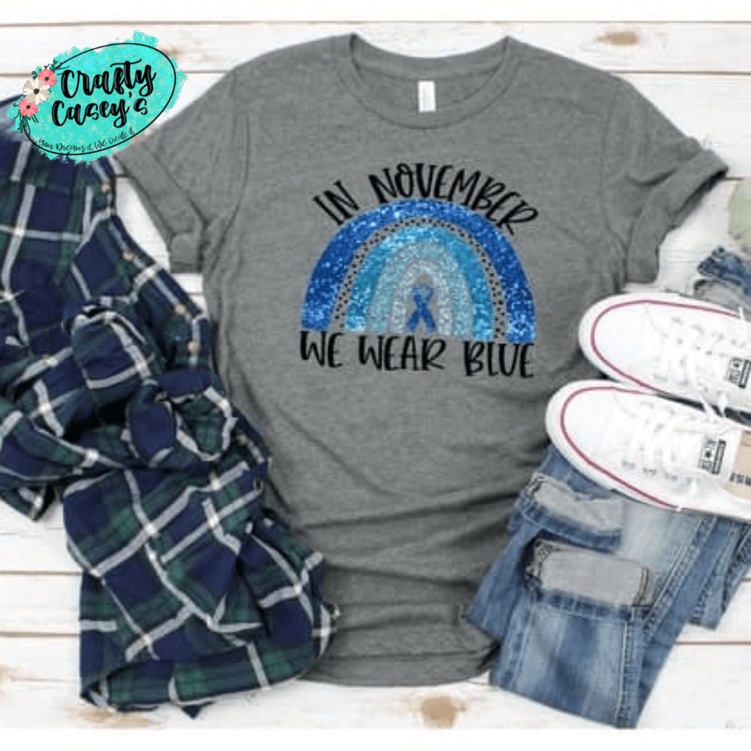 Diabetes Blue Ribbon Graphic Shirt awareness apparel design by Crafty Casey's