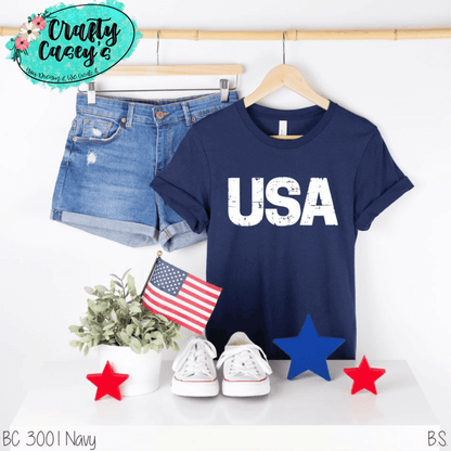 Distressed White The USA-T-shirt
