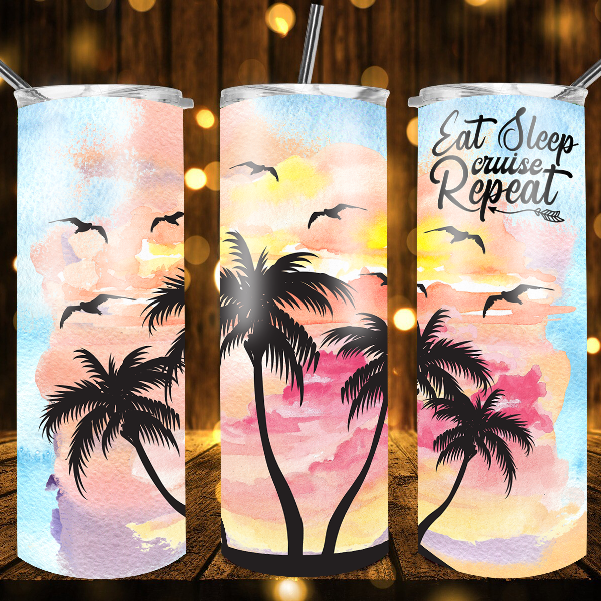 Eat Sleep Cruise & Repeat Sunset Tumbler