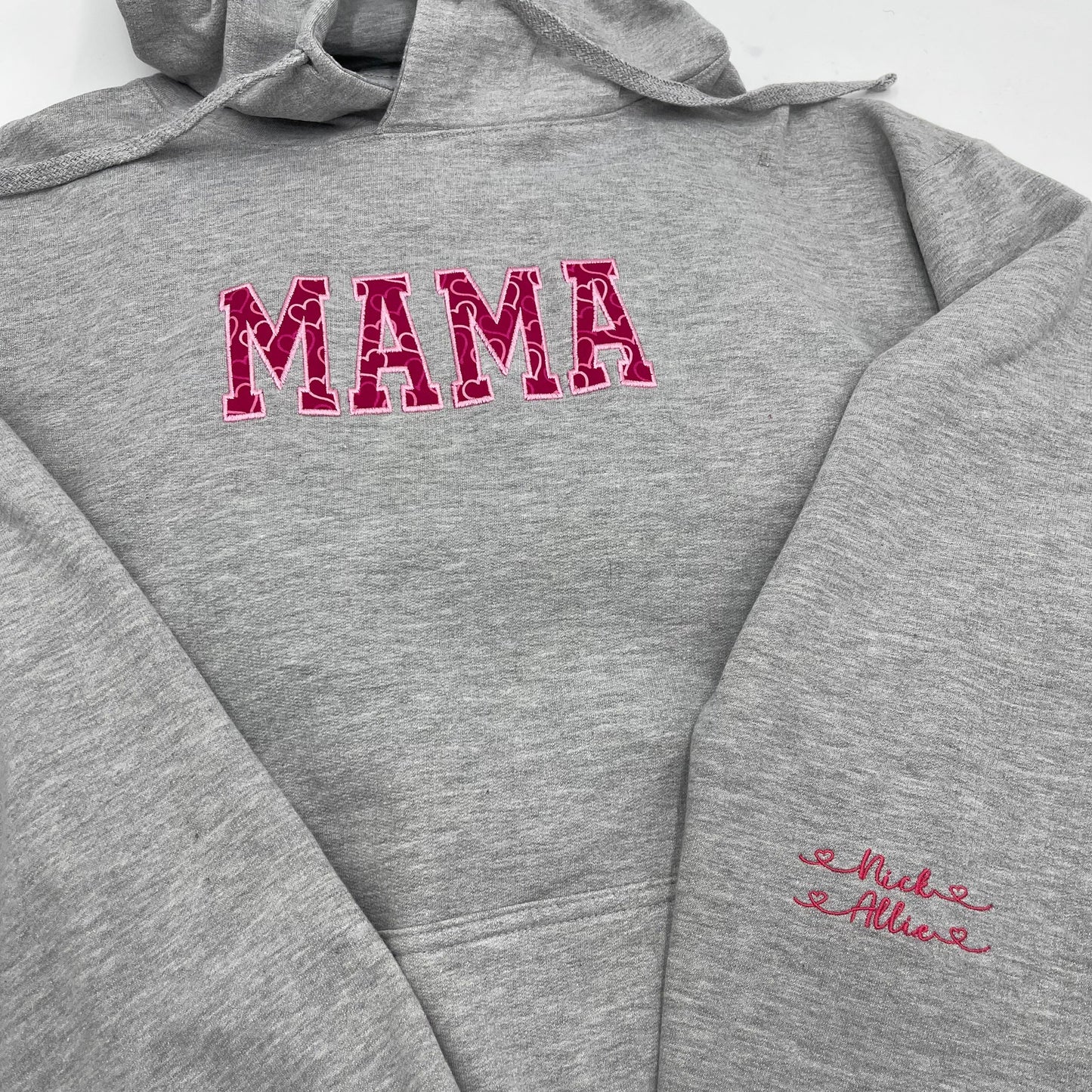 Embroidered Applique MAMA Heart Crewneck Sweatshirt/Hoodie