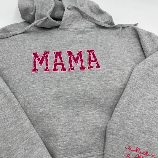 Embroidered Applique MAMA Heart Crewneck Sweatshirt/Hoodie