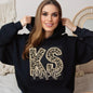 Faux Embroidered Cheetah Alabama - Kansas Hoodie