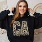 Faux Embroidered Cheetah Alabama - Kansas Hoodie