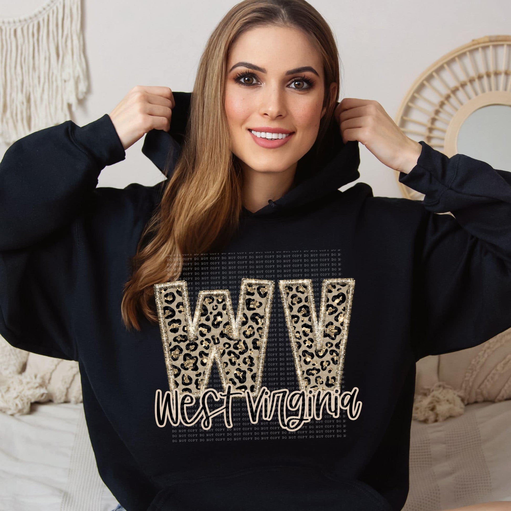 Faux Embroidered Cheetah North Dakota - Wyoming Hoodie