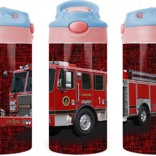 Fire Truck Kids 12 oz Water Bottle Flip Top