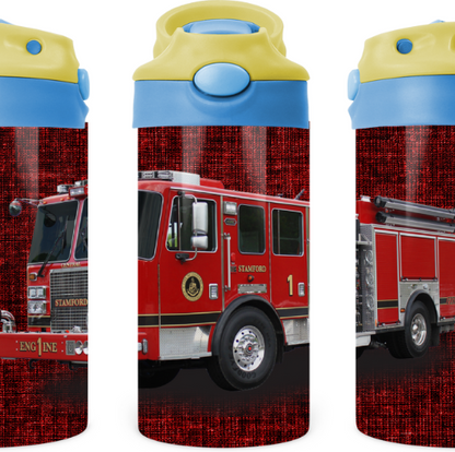 Fire Truck Kids 12 oz Water Bottle Flip Top