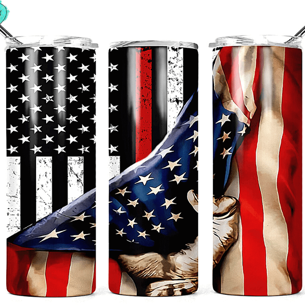 Firemen Red Line U.S. Flag-Tumbler