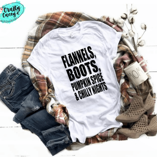 Flannel Boots Pumpkin Spice & Chilly Nights-Tee
