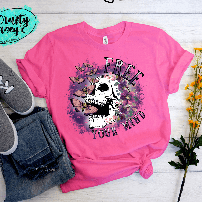 Free Your Mind Butterfly Skull Halloween -T-shirts