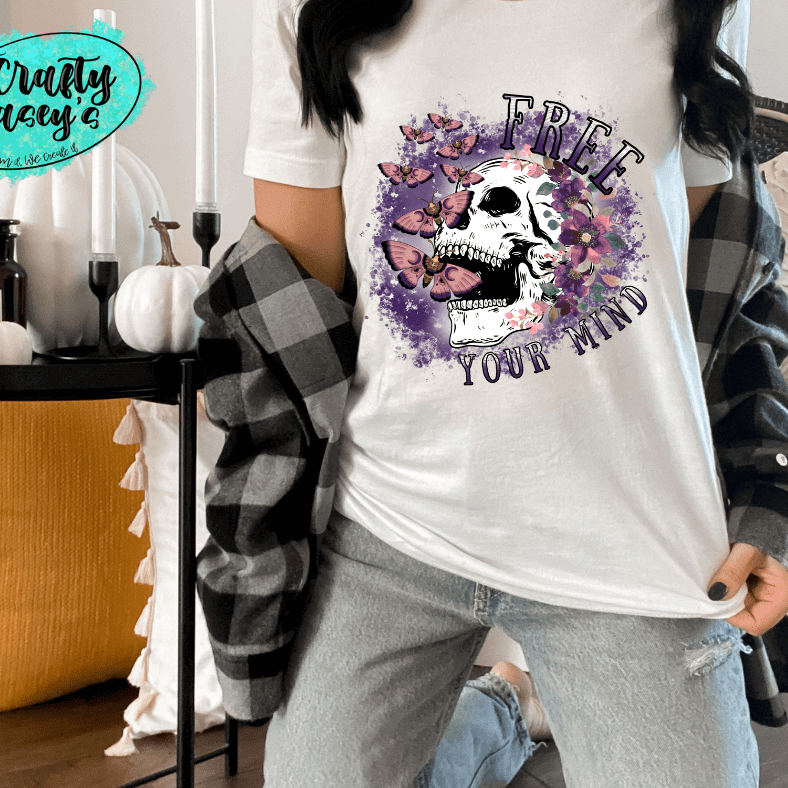 Free Your Mind Butterfly Skull Halloween -T-shirts