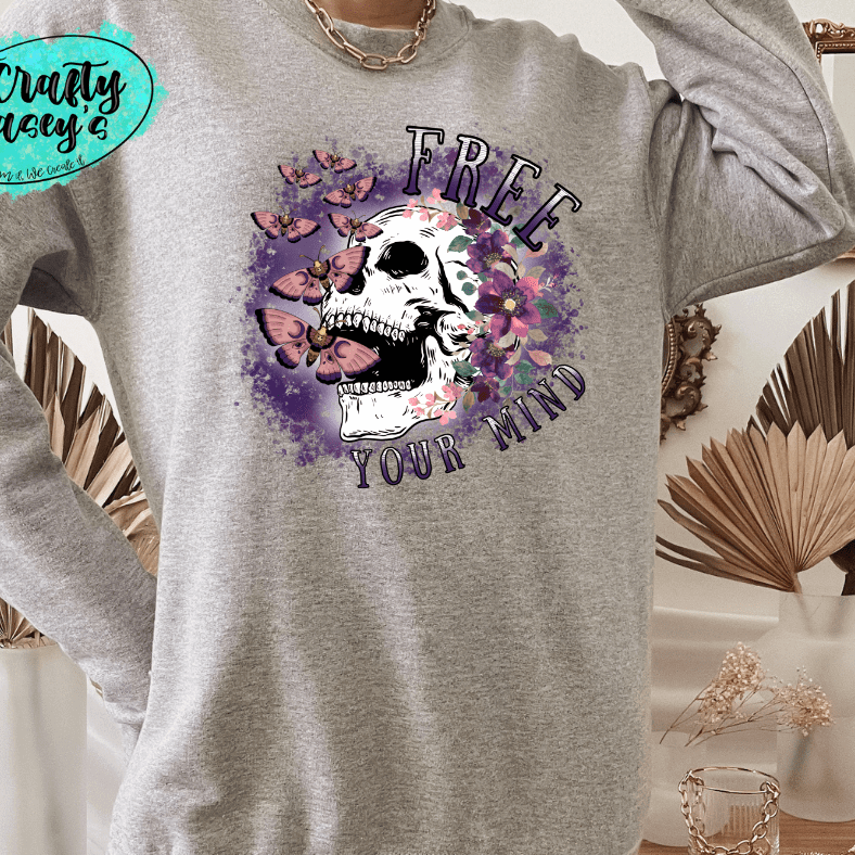 Free Your Mind Butterfly Skull Halloween -T-shirts