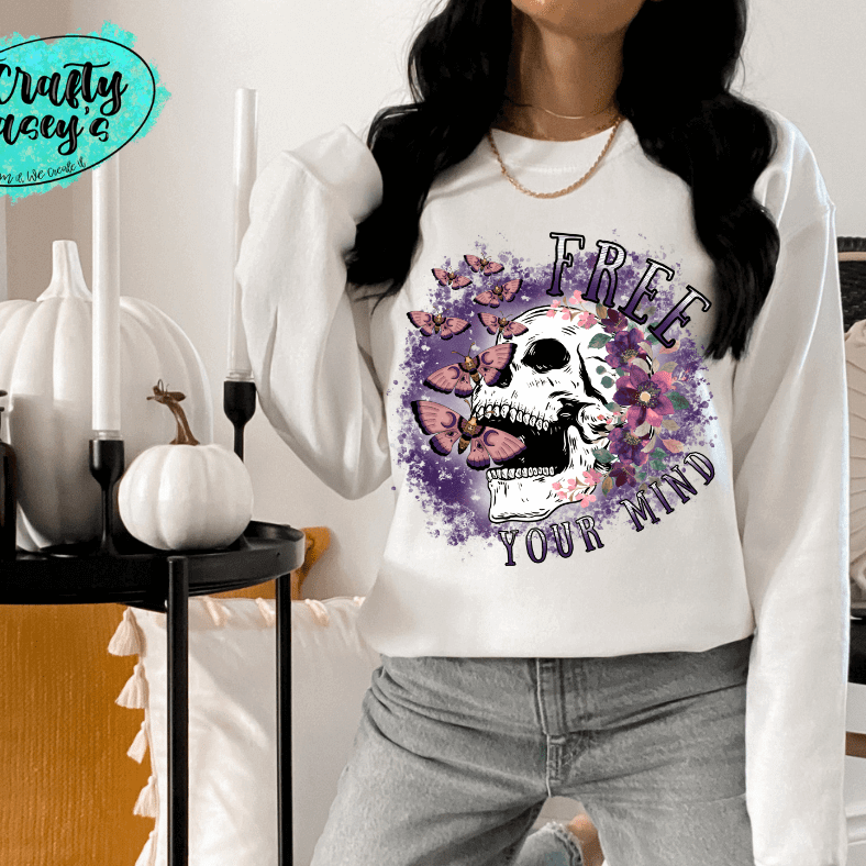 Free Your Mind Butterfly Skull Halloween -T-shirts