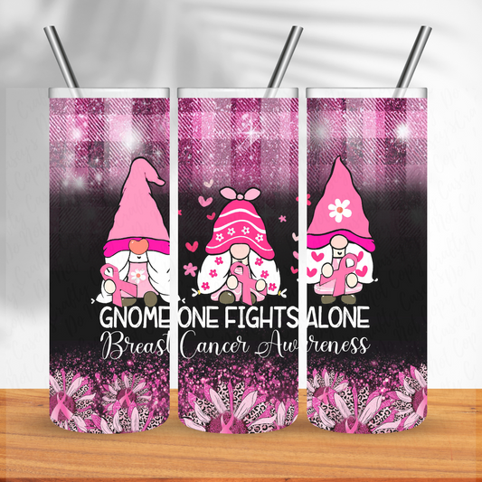 Gnome One Fights Alone Breast Cancer -Drink Tumbler