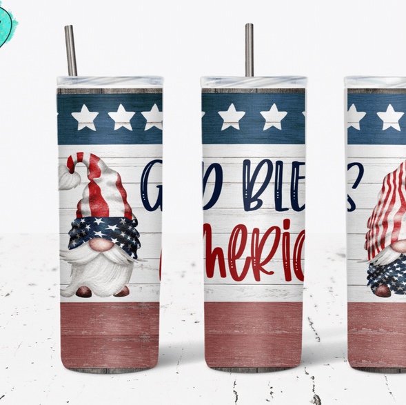 Gnomes God Bless America-U.S.A.- Patriotic Tumbler