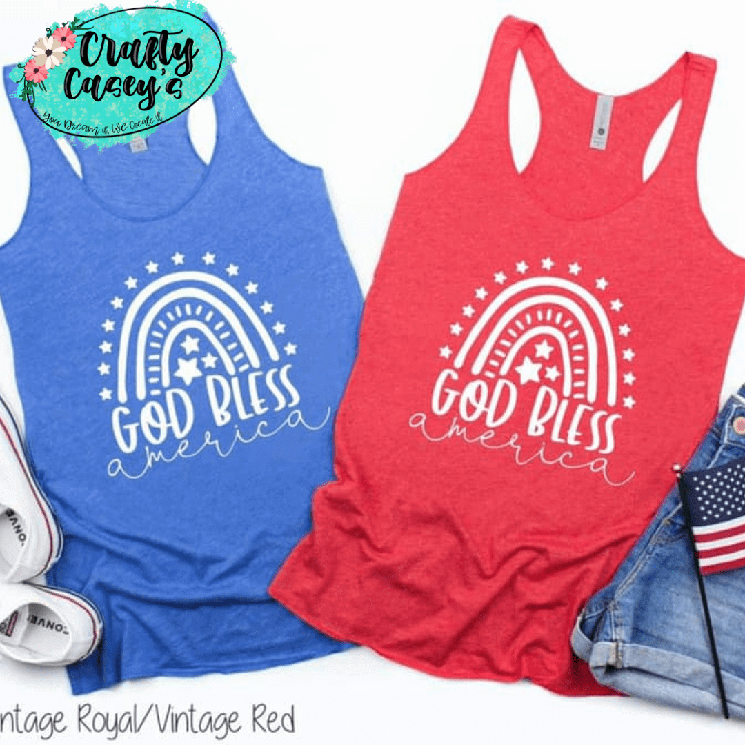 God Bless America White Rainbow - 4th of July Tank Top