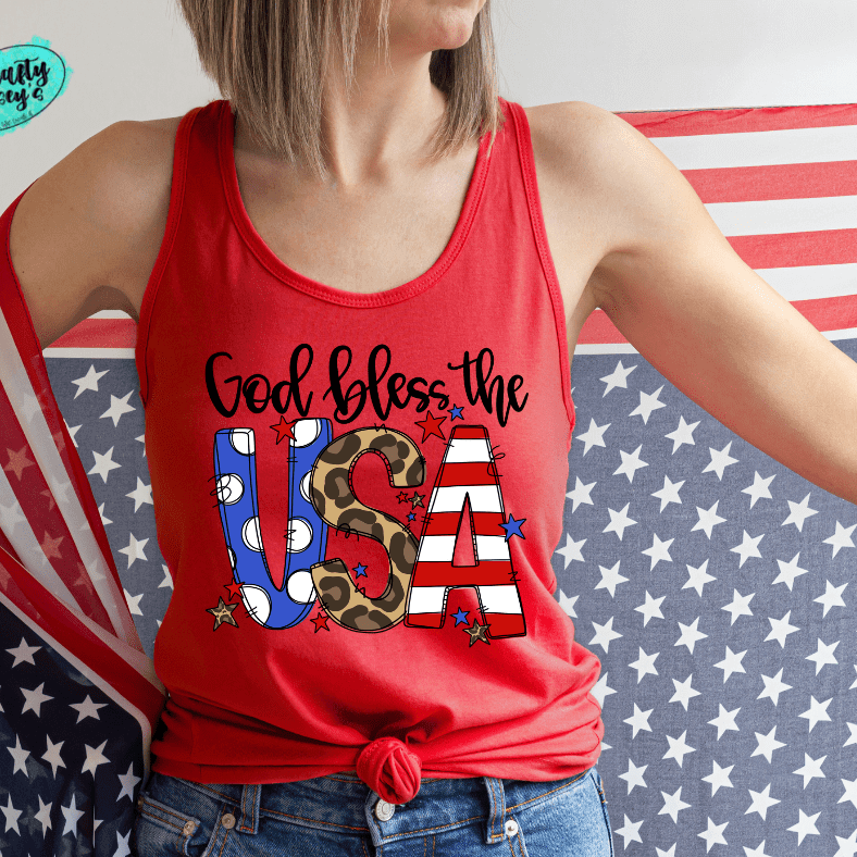 God Bless The USA In Color Unisex Tank Tops