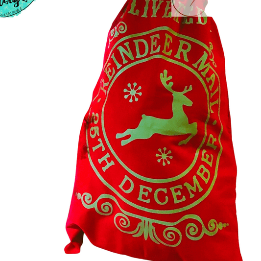 Crafty Casey's Christmas Santa Sacks 19x27 in. / Black / Adline XL- Gold Reindeer Mail Red Santa Sack-Personalized-Embroidered