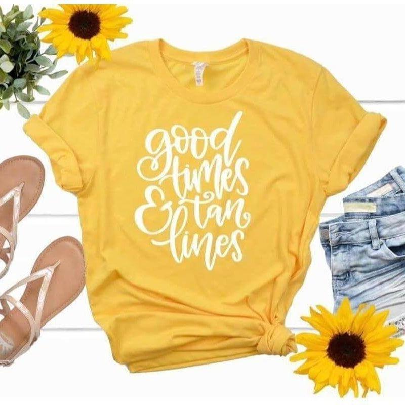 Good Times & Tan Lines Summer Shirt summer graphic shirt by Crafty Casey’s
