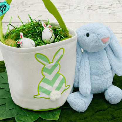 Green Chevron Easter Bunny Baskets-Personalized-Embroidered