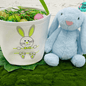 Green Split Easter Bunny-Basket-Personalized-Embroidered