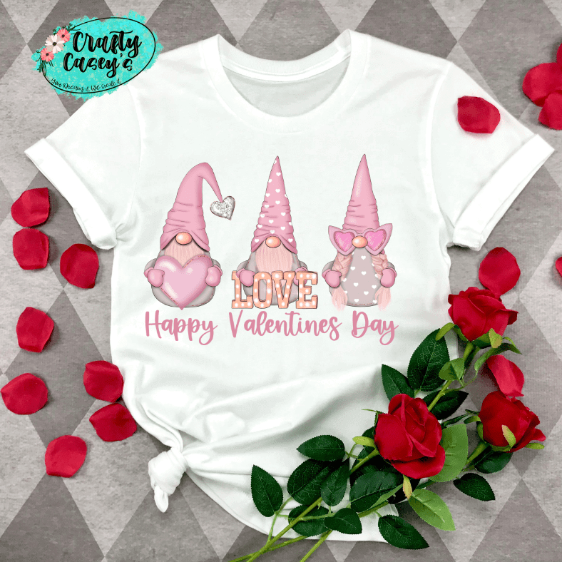 Happy Valentine's Day Pastel Pink Gnomes Tee