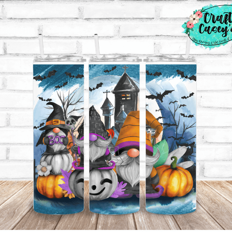 Haunted House Gnome Fall-Halloween-Drink Tumbler Crafty Casey's