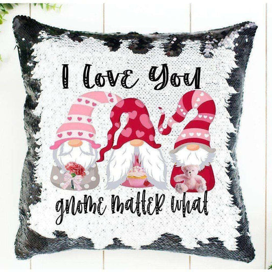 Crafty Casey's Christmas Sequin Pillows Black Sequin / 18 by 18 I Gnome You No Matter What !Gnome Sequin Pillow Cover