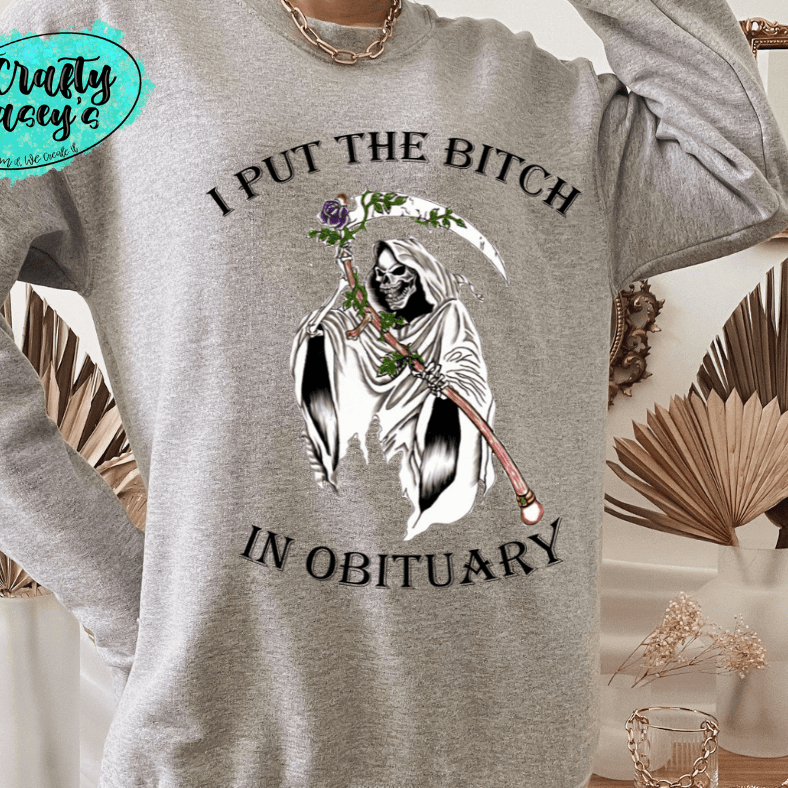 I Put The B#?Ch In Obituary Funny Halloween -T-shirts Crafty Casey's
