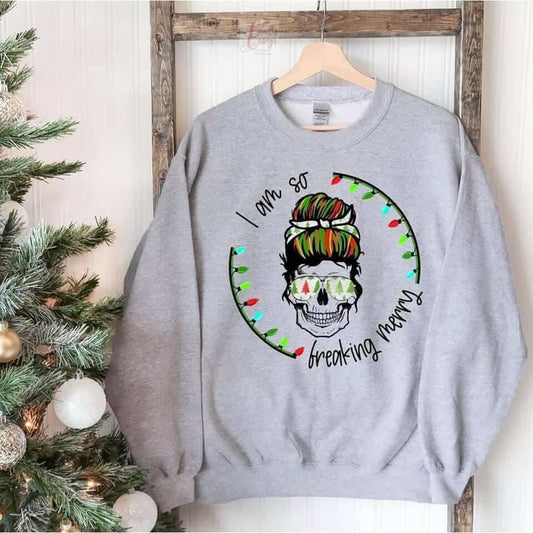 I'm So Freaking Merry Mom Skull Funny Christmas Sweatshirt