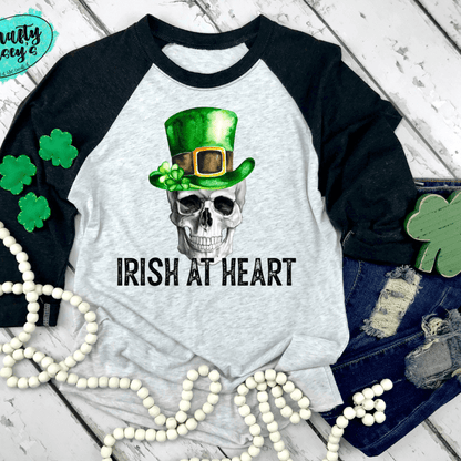 Irish At Heart Funny Skull St. Patrick's Day Raglan