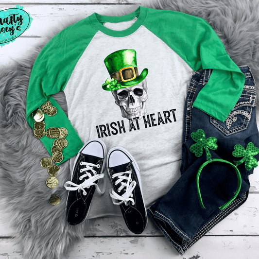 Irish At Heart Funny Skull St. Patrick's Day Raglan
